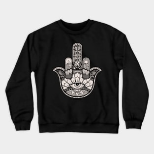 Ornate Middle Finger Hamsa Hand (on back) Crewneck Sweatshirt